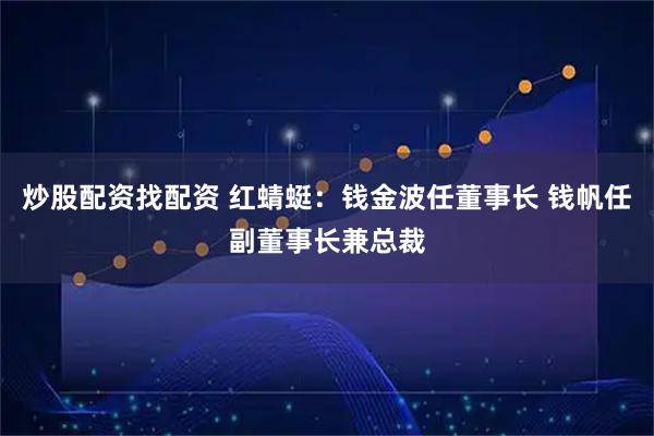 炒股配资找配资 红蜻蜓：钱金波任董事长 钱帆任副董事长兼总裁