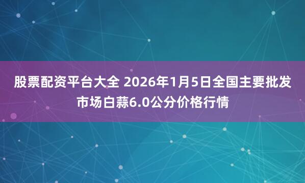 股票配资平台大全 2026年1月5日全国主要批发市场白蒜6.0公分价格行情